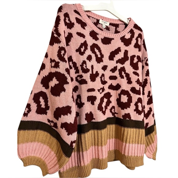 Umgee USA Multicolor Leopard Print Sweater Size: M - Picture 4 of 5